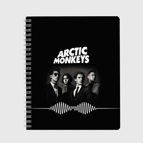 Тетрадь с принтом arctic monkeys в Кировске, 100% бумага | 48 листов, плотность листов — 60 г/м2, плотность картонной обложки — 250 г/м2. Листы скреплены сбоку удобной пружинной спиралью. Уголки страниц и обложки скругленные. Цвет линий — светло-серый
 | alex turner | arctic monkeys | britain | great | indie | rock | алекс тернер | арктик монкейс | инди | рок