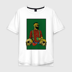 Мужская футболка хлопок Oversize с принтом Борода в Кировске, 100% хлопок | свободный крой, круглый ворот, “спинка” длиннее передней части | beard | horror | skull | борода | хипстер | череп