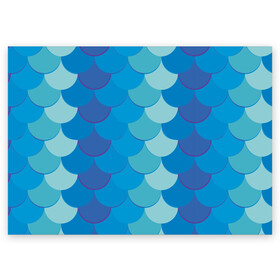 Поздравительная открытка с принтом Синяя чешуя рыбы в Кировске, 100% бумага | плотность бумаги 280 г/м2, матовая, на обратной стороне линовка и место для марки
 | fish | water | вода | море | морское | очки | рыба | рыбка | синяя | чешуя