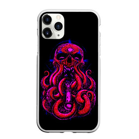 Чехол для iPhone 11 Pro матовый с принтом Череп Осьминог | Octopus Skull в Кировске, Силикон |  | Тематика изображения на принте: animal | beast | kraken | monster | ocean | octopus | sea | skull | water | waves | вода | животные | звери | кракен | монстр | море | океан | осьминог | рыбы | череп | щупальца