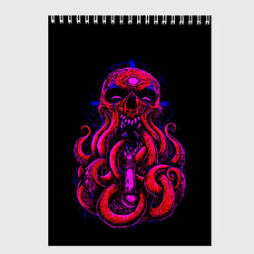 Скетчбук с принтом Череп Осьминог Octopus Skull в Кировске, 100% бумага
 | 48 листов, плотность листов — 100 г/м2, плотность картонной обложки — 250 г/м2. Листы скреплены сверху удобной пружинной спиралью | Тематика изображения на принте: animal | beast | kraken | monster | ocean | octopus | sea | skull | water | waves | вода | животные | звери | кракен | монстр | море | океан | осьминог | рыбы | череп | щупальца