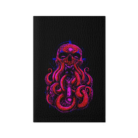 Обложка для паспорта матовая кожа с принтом Череп Осьминог Octopus Skull в Кировске, натуральная матовая кожа | размер 19,3 х 13,7 см; прозрачные пластиковые крепления | Тематика изображения на принте: animal | beast | kraken | monster | ocean | octopus | sea | skull | water | waves | вода | животные | звери | кракен | монстр | море | океан | осьминог | рыбы | череп | щупальца