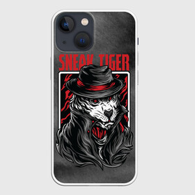 Чехол для iPhone 13 mini с принтом Sneak Tiger в Кировске,  |  | арт | графика | животные | звери | тигр | шляпа | шпион