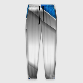 Мужские брюки 3D с принтом 3D СЕРЕБРО BLUE LINES в Кировске, 100% полиэстер | манжеты по низу, эластичный пояс регулируется шнурком, по бокам два кармана без застежек, внутренняя часть кармана из мелкой сетки | 3d | 3д | sport | абстракция | линии | паттерн | соты | спортивный стиль | текстуры