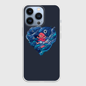 Чехол для iPhone 13 Pro с принтом Ocean heart. Totoro в Кировске,  |  | Тематика изображения на принте: catbus | fish | heart | kanta | kusakabe | mei | ocean | ogaki | satsuki | surf | susuvatari | tatsuo | totoro | water | waves | yasuko | вода | волны | канта | котобус | кусакабэ | море | мэй | огаки | океан | прибой | рыба | сацуки | сердце | сусуватари