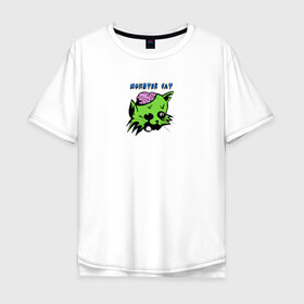 Мужская футболка хлопок Oversize с принтом Monster Cat в Кировске, 100% хлопок | свободный крой, круглый ворот, “спинка” длиннее передней части | monster | zombie | животные | звери | зомби | кот | кошка | монстр | страшный