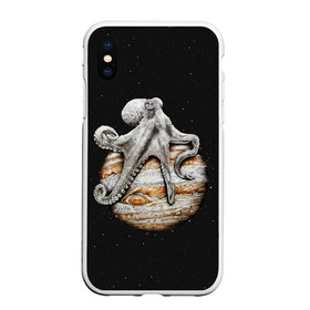 Чехол для iPhone XS Max матовый с принтом Planetary Octopus в Кировске, Силикон | Область печати: задняя сторона чехла, без боковых панелей | Тематика изображения на принте: galaxy | jupiter | octopus | planet | space | stars | stellar | sun | system | галактика | звездная | звезды | космос | осьминог | планета | система | солнце | юпитер