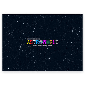 Поздравительная открытка с принтом Astroworld в Кировске, 100% бумага | плотность бумаги 280 г/м2, матовая, на обратной стороне линовка и место для марки
 | astroworld | music | travis scott | музыка | трэвис скотт