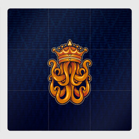 Магнитный плакат 3Х3 с принтом Кракен в короне в Кировске, Полимерный материал с магнитным слоем | 9 деталей размером 9*9 см | Тематика изображения на принте: king | kraken | octopus | корона | кракен | море | морские | морское | осьминог | щупальца