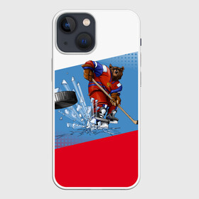 Чехол для iPhone 13 mini с принтом Русский хоккей в Кировске,  |  | art | bear | flag | hockey | puck | russia | sport | stick | symbols | арт | клюшка | медведь | россия | символика | спорт | флаг | хоккей | шайба