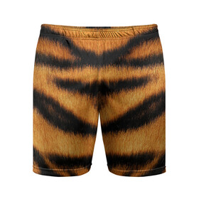 Мужские шорты спортивные с принтом Tiger Wool в Кировске,  |  | animal | skin | tiger | wool | тигр