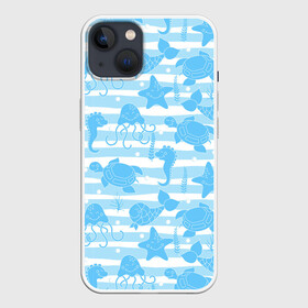 Чехол для iPhone 13 с принтом Морские жители в Кировске,  |  | ocean spirit | дух океана | жители | звезда | конек | медуза | мир | море | морская | морские | морской | подводный | рыбы | черепаха