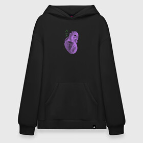 Худи SuperOversize хлопок с принтом Purple heart в Кировске, 70% хлопок, 30% полиэстер, мягкий начес внутри | карман-кенгуру, эластичная резинка на манжетах и по нижней кромке, двухслойный капюшон
 | анатомия | иероглифы | надпись на японском | орган | сердце | человек