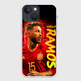 Чехол для iPhone 13 mini с принтом Серхио Рамос, Сборная Испании в Кировске,  |  | sergio ramos | sr4 | номер 4 | реал мадрид | сборная испании | серхио рамос | футбол | футболист