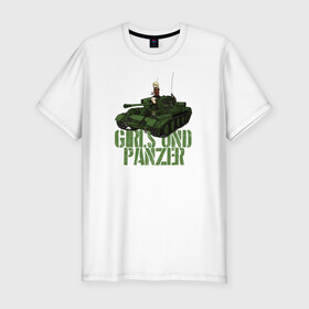 Мужская футболка хлопок Slim с принтом Girls und Panzer св Глориана в Кировске, 92% хлопок, 8% лайкра | приталенный силуэт, круглый вырез ворота, длина до линии бедра, короткий рукав | Тематика изображения на принте: darjeeling | girls und panzer | girls und panzer правда | дарджилинг | девочки и танки | девушки и танки | катюша | нисидзуми михо | правда | танки