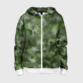 Детская толстовка 3D на молнии с принтом Canvas Green Camo в Кировске, 100% полиэстер |  манжеты и пояс оформлены широкой мягкой резинкой, двухслойный капюшон со шнурком для регулировки, спереди карманы и застежка-молния
 | abstraction | camouflage | canvas | green | камуфляж