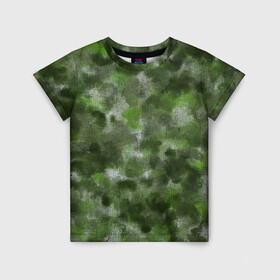 Детская футболка 3D с принтом Canvas Green Camo в Кировске, 100% гипоаллергенный полиэфир | прямой крой, круглый вырез горловины, длина до линии бедер, чуть спущенное плечо, ткань немного тянется | Тематика изображения на принте: abstraction | camouflage | canvas | green | камуфляж