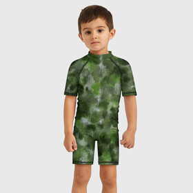 Детский купальный костюм 3D с принтом Canvas Green Camo в Кировске, Полиэстер 85%, Спандекс 15% | застежка на молнии на спине | Тематика изображения на принте: abstraction | camouflage | canvas | green | камуфляж