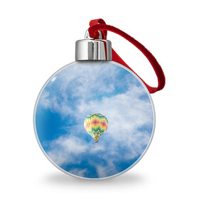 Ёлочный шар с принтом Воздушный шар в небе в Кировске, Пластик | Диаметр: 77 мм | воздушные | воздушный | небеса | небесный | небо | облака | облако | туча | тучи | шар | шары