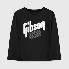 Детский лонгслив хлопок с принтом GIBSON USA в Кировске, 100% хлопок | круглый вырез горловины, полуприлегающий силуэт, длина до линии бедер | gibson | guitar | rock | usa | гибсон | гитара | рок