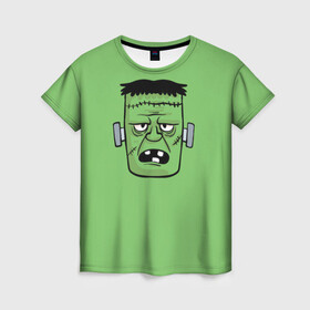 Женская футболка 3D с принтом Зеленый Франкенштейн в Кировске, 100% полиэфир ( синтетическое хлопкоподобное полотно) | прямой крой, круглый вырез горловины, длина до линии бедер | зеленый | монстр | фильмы | франкенштейн | чудовище | шрек