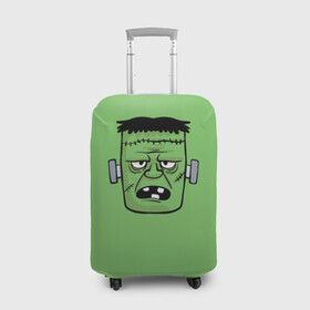 Чехол для чемодана 3D с принтом Зеленый Франкенштейн в Кировске, 86% полиэфир, 14% спандекс | двустороннее нанесение принта, прорези для ручек и колес | зеленый | монстр | фильмы | франкенштейн | чудовище | шрек