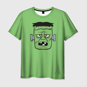 Мужская футболка 3D с принтом Зеленый Франкенштейн в Кировске, 100% полиэфир | прямой крой, круглый вырез горловины, длина до линии бедер | зеленый | монстр | фильмы | франкенштейн | чудовище | шрек