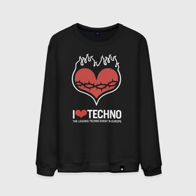 Мужской свитшот хлопок с принтом I love techno в Кировске, 100% хлопок |  | i love techno | love | techno | техно | я люблю техно