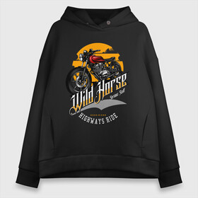 Женское худи Oversize хлопок с принтом WILD HORSE MOTO в Кировске, френч-терри — 70% хлопок, 30% полиэстер. Мягкий теплый начес внутри —100% хлопок | боковые карманы, эластичные манжеты и нижняя кромка, капюшон на магнитной кнопке | bike | biker | cool | helmet | moto | motorbike | motorbikes | motorcycle | racer | rider | sport bike | байк | байкер | байкерам | байкеру | гонщик | мото | мотор | мотоцикл | спортбайк