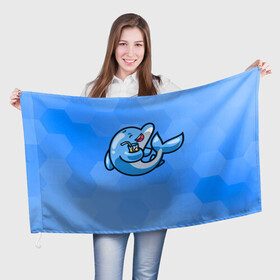 Флаг 3D с принтом Дельфин с коктейлем в Кировске, 100% полиэстер | плотность ткани — 95 г/м2, размер — 67 х 109 см. Принт наносится с одной стороны | dolphin | дельфин | коктейль | море | морские | на голубом | с дельфином