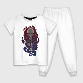 Детская пижама хлопок с принтом Дух Хання в Кировске, 100% хлопок |  брюки и футболка прямого кроя, без карманов, на брюках мягкая резинка на поясе и по низу штанин
 | Тематика изображения на принте: anbu | japan | japanese style | ninja | samurai | shinobi | анбу | демон | канагава | киберпанк | киото | кицуне | кицунэ | маска самурая | ниндзя | они | осака | самурай | сёгун | синоби | тенгу | тэнгу | хання | ханья | шиноби