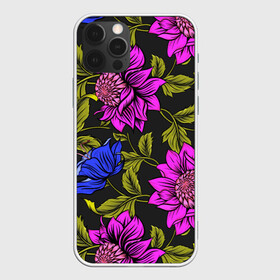 Чехол для iPhone 12 Pro Max с принтом Цветочный Паттерн в Кировске, Силикон |  | blue | flower | flowers | green | nature | pattern | purple | spring | summer | весна | ветви | ветки | заросли | зеленый | лаза | лето | листва | листья | орнамент | паттерн | природа | синий | узор | фауна | фиолетовый | флора | цветок