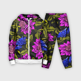 Детский костюм 3D с принтом Цветочный Паттерн в Кировске,  |  | blue | flower | flowers | green | nature | pattern | purple | spring | summer | весна | ветви | ветки | заросли | зеленый | лаза | лето | листва | листья | орнамент | паттерн | природа | синий | узор | фауна | фиолетовый | флора | цветок