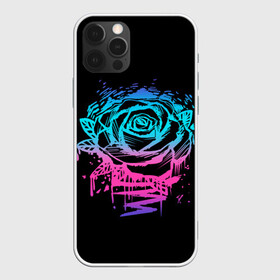 Чехол для iPhone 12 Pro с принтом Неоновая Роза Neon Rose в Кировске, силикон | область печати: задняя сторона чехла, без боковых панелей | flower | flowers | green | nature | neon | pattern | red | rose | roses | spring | summer | весна | зеленый | краски | красная | лето | листва | листья | неон | неоновая | паттерн | природа | роза | розы | узор | фауна | флора | цветок | цветы