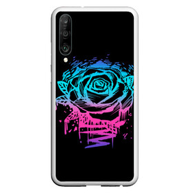 Чехол для Honor P30 с принтом Неоновая Роза Neon Rose в Кировске, Силикон | Область печати: задняя сторона чехла, без боковых панелей | flower | flowers | green | nature | neon | pattern | red | rose | roses | spring | summer | весна | зеленый | краски | красная | лето | листва | листья | неон | неоновая | паттерн | природа | роза | розы | узор | фауна | флора | цветок | цветы