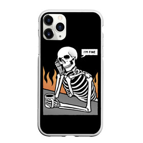 Чехол для iPhone 11 Pro матовый с принтом Я В Порядке в Кировске, Силикон |  | Тематика изображения на принте: bones | fine | fire | flame | im | skeleton | skull | апатия | в | депрессия | кости | кружка | настроение | огонь | пламя | пожар | порядке | прострация | скелет | череп | эмоции | я
