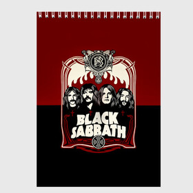 Скетчбук с принтом Black Sabbath в Кировске, 100% бумага
 | 48 листов, плотность листов — 100 г/м2, плотность картонной обложки — 250 г/м2. Листы скреплены сверху удобной пружинной спиралью | Тематика изображения на принте: bill ward | black sabbath | geezer butler | hard rock | heavy metall | ozzy osbourne | tony iommi | англия | блэк | рок | саббат