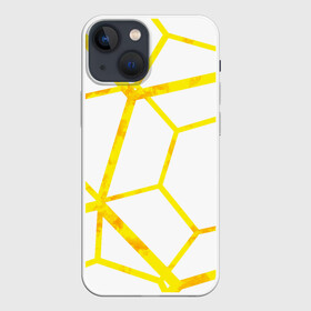 Чехол для iPhone 13 mini с принтом Hexagon в Кировске,  |  | hexagon | high tech | lines | sun | yellow | линии | многоугольник | насыщенный желтый | паутина | солнце | хай тек | шестиугольник | яркий