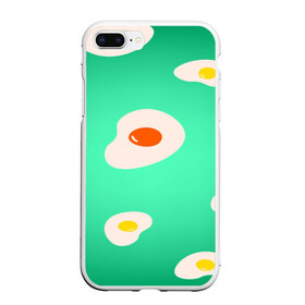 Чехол для iPhone 7Plus/8 Plus матовый с принтом Яйца на Зеленом Фоне в Кировске, Силикон | Область печати: задняя сторона чехла, без боковых панелей | food | в топе | в тренде | еда | завтрак | зеленый | яичница | яйца