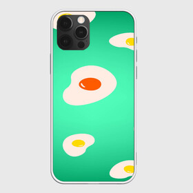 Чехол для iPhone 12 Pro с принтом Яйца на Зеленом Фоне в Кировске, силикон | область печати: задняя сторона чехла, без боковых панелей | food | в топе | в тренде | еда | завтрак | зеленый | яичница | яйца