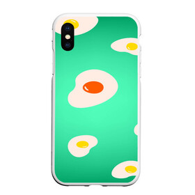 Чехол для iPhone XS Max матовый с принтом Яйца на Зеленом Фоне в Кировске, Силикон | Область печати: задняя сторона чехла, без боковых панелей | food | в топе | в тренде | еда | завтрак | зеленый | яичница | яйца