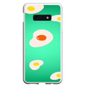 Чехол для Samsung S10E с принтом Яйца на Зеленом Фоне в Кировске, Силикон | Область печати: задняя сторона чехла, без боковых панелей | food | в топе | в тренде | еда | завтрак | зеленый | яичница | яйца