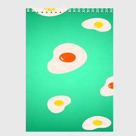 Скетчбук с принтом Яйца на Зеленом Фоне в Кировске, 100% бумага
 | 48 листов, плотность листов — 100 г/м2, плотность картонной обложки — 250 г/м2. Листы скреплены сверху удобной пружинной спиралью | food | в топе | в тренде | еда | завтрак | зеленый | яичница | яйца