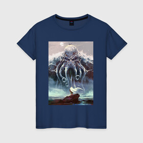 Женская футболка хлопок с принтом Cthulhu в Кировске, 100% хлопок | прямой крой, круглый вырез горловины, длина до линии бедер, слегка спущенное плечо | cthulhu | викинги | гиганты | ктулху | мифология | морские чудовища | скандинавия | скандинавская