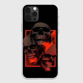 Чехол для iPhone 12 Pro с принтом Skulls | Черепа в Кировске, силикон | область печати: задняя сторона чехла, без боковых панелей | Тематика изображения на принте: bones | dark | darkness | dead | death | head | human | red | skull | skulls | голова | кости | красный | мертвец | мертвый | темнота | темный | тьма | человек | череп | черепа