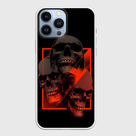 Чехол для iPhone 13 Pro Max с принтом Skulls | Черепа в Кировске,  |  | Тематика изображения на принте: bones | dark | darkness | dead | death | head | human | red | skull | skulls | голова | кости | красный | мертвец | мертвый | темнота | темный | тьма | человек | череп | черепа