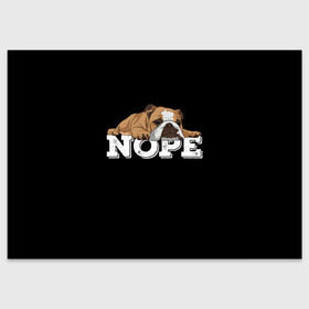 Поздравительная открытка с принтом Ленивый Бульдог в Кировске, 100% бумага | плотность бумаги 280 г/м2, матовая, на обратной стороне линовка и место для марки
 | animals | bulldog | dog | english | lazy | meme | memes | nope | английский | бульдог | дог | животные | ленивый | мем | нет | пес | собака