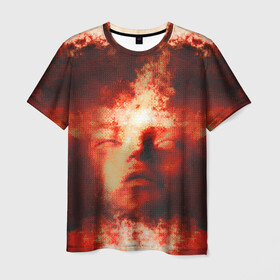 Мужская футболка 3D с принтом Озарение в Кировске, 100% полиэфир | прямой крой, круглый вырез горловины, длина до линии бедер | иллюстрация | картина | красная | молодежная | портрет | со смыслом | стиль