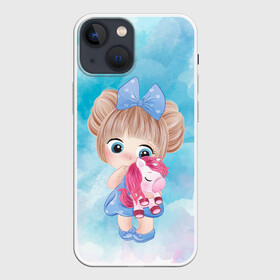 Чехол для iPhone 13 mini с принтом Девочка и пони в Кировске,  |  | арт | графика | девочка | единорог | мультяшка | пони