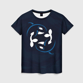 Женская футболка 3D с принтом Косатки в Кировске, 100% полиэфир ( синтетическое хлопкоподобное полотно) | прямой крой, круглый вырез горловины, длина до линии бедер | whale | кит | киты | косатка | косатки | море | пара